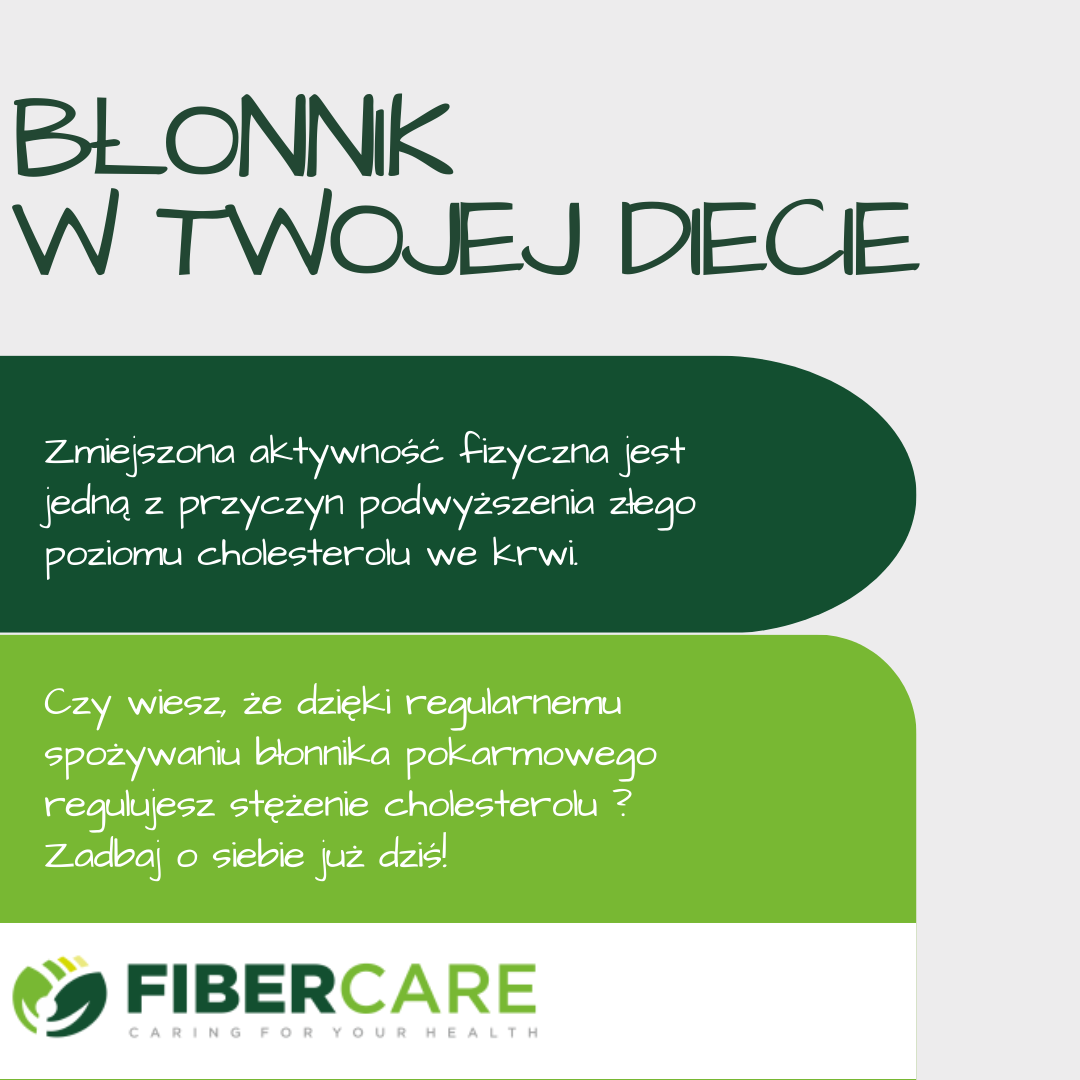 Fibercare jako polski producent błonnika zachęca do stosowania błonnika owsianego w swojej diecie. regularne spożywanie błonnika pokarmowego regulujesz stężenie cholesterolu.