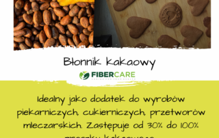 Fibercare jako polski producent błonnika zachęca do stosowania błonnika kakaowego idealnego jako dodatek do wyrobów piekarniczych , cukierniczych, przetworów mleczarskich.