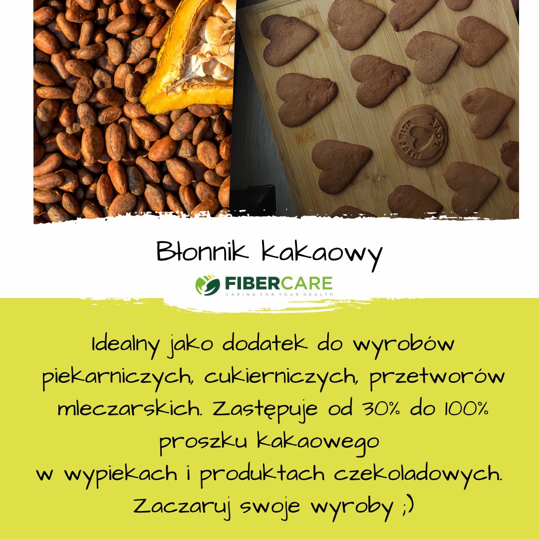 Fibercare jako polski producent błonnika zachęca do stosowania błonnika kakaowego idealnego jako dodatek do wyrobów piekarniczych , cukierniczych, przetworów mleczarskich.
